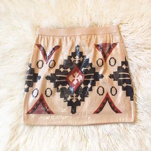 Chelsea & Violet - Sequin Aztec Mini Skirt / Tribal Navajo Aztec Art